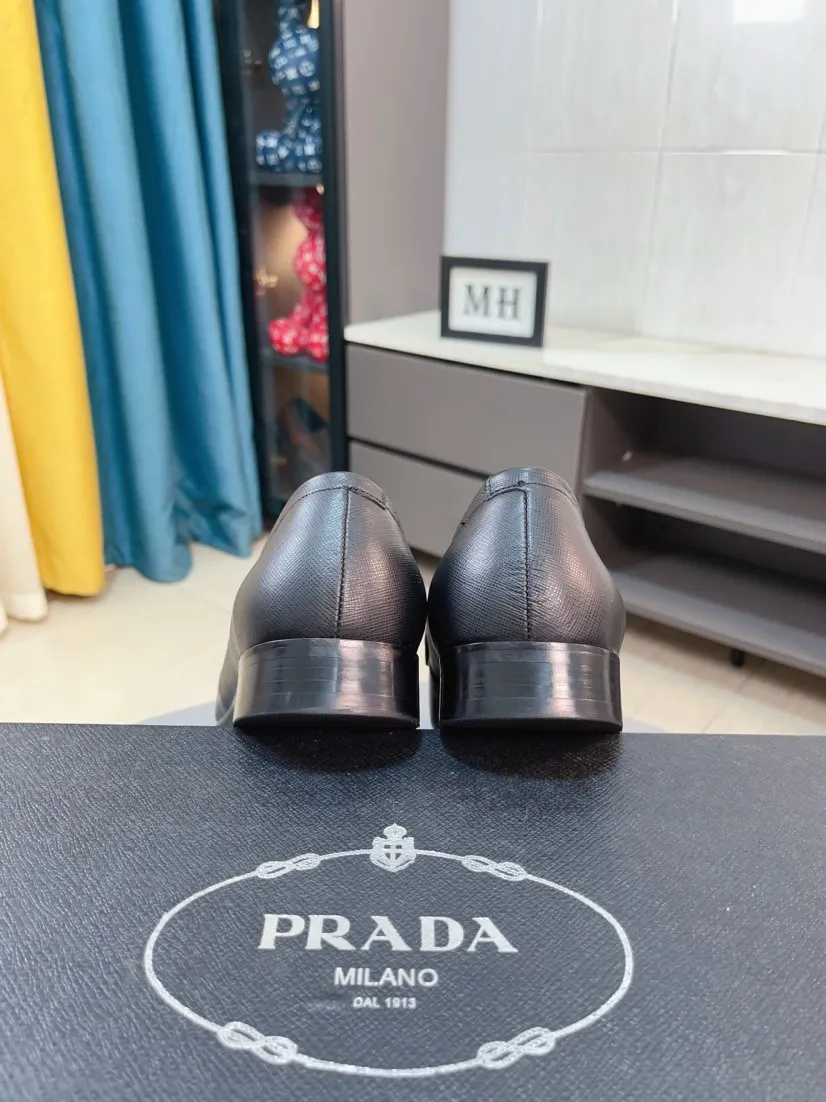 Men's shoes 💰540🌹🌹【PRADA Leather Shoes】Top purchasing agency Original imported Italian custom-made open-edge beaded cowhide leather surface, fully imported water-dyed breathable cowhide lining, original factory special molded sole super comfortable, size: 38-44